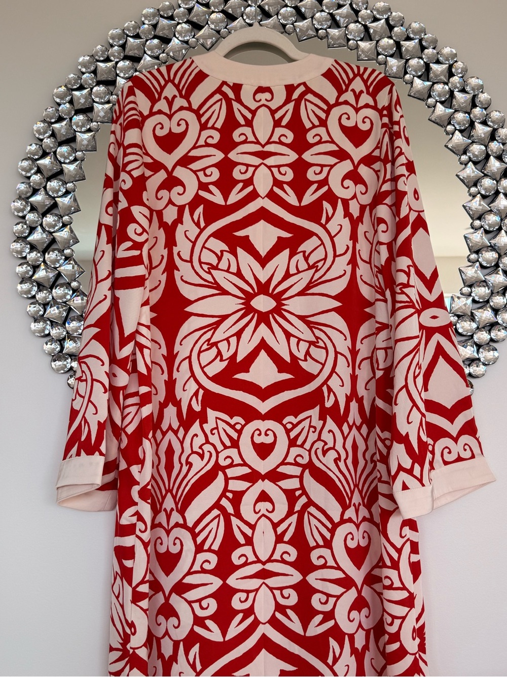 Red & Cream Floral Print Maxi Resort style dress - Picture 6 of 7